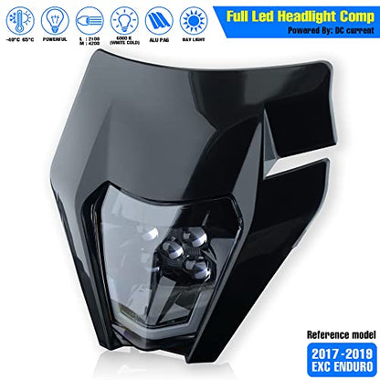 Headlight Head Lamp Light Fairing Mask Day Running Light For ATV Scooters Dirt Pit Bike Enduro (Black+Cold White DRL) - color: Black