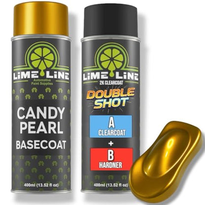 LiME LiNE Candy Pearl Basecoat Aerosol Kit – Automotive Spray Paint, Includes 2K Clearcoat, Pro Results No Spray Gun Needed (Butterscotch Gold, Candy Pearl + Clearcoat Kit) - color: Butterscotch Gold + Clearcoat