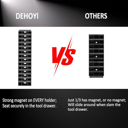 DEHOYI 48 PCS MAGNETIC Modular Wrench Organizer for Tool box, Metric & SAE - style: Magnetic(48 pcs Black)