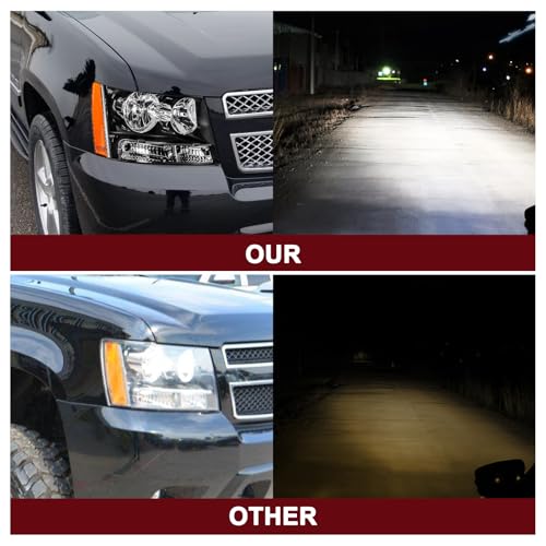 JSBOYAT Headlight with Bulbs Fit 2007-2014 Chevy Tahoe Suburban Avalanche - color: Black Housing with Amber Reflector, size: w/ 9005&H11 Bulbs