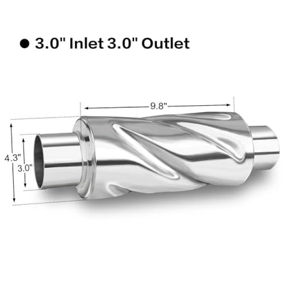 Peastorm Glasspack 3 Inch Muffler Exhaust Pipe, Universal Performance Resonator Dual Loud Exhaust Tip 3 Inch Inlet for Trucks Car - size: 3 inch
