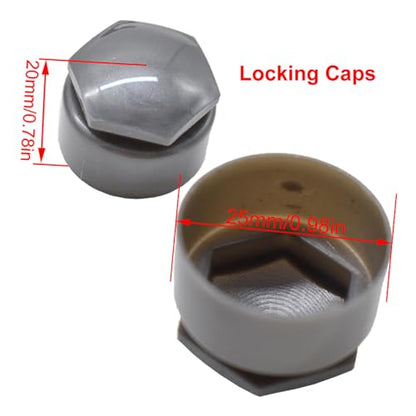 XUKEY Lug Nut Covers for Audi, 24pcs 25mm + Disassembly Tool (Grey) - color: Grey