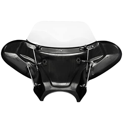 ECOTRIC Motorcycle Trunk and Front Fairing Batwing with Windshield - color: Black, size: One Size
