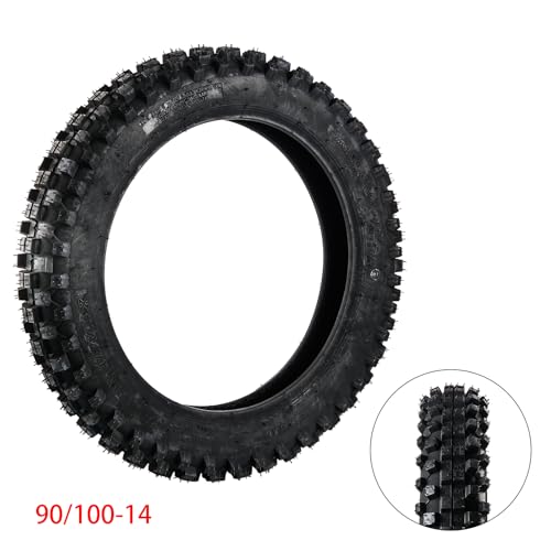 Rear Tire 90/100-14, 3.00-14" Inner Tube for 125cc 140cc 150cc Coolster TaoTao Apollo RFZX18 CRF80R KLX125 KLX140 RM80 YZ80 YZ85 TTR125 Coolster Pit Dirt Bike Off Road Motocross Heavy Duty - size: 90/100-14"