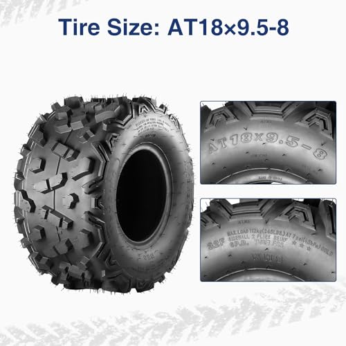 MaxAuto AT18x9.50-8 ATV Tires 18x9.5-8 Lawn tractor Tires 18x9.5x8 Zero Turn Mower Tire,6Ply Tubeless,2 Pack - size: 18x9.5-8