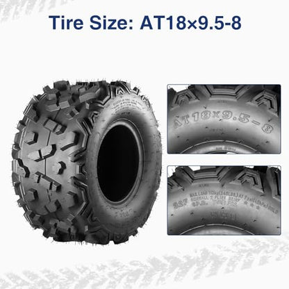 MaxAuto AT18x9.50-8 ATV Tires 18x9.5-8 Lawn tractor Tires 18x9.5x8 Zero Turn Mower Tire,6Ply Tubeless,2 Pack - size: 18x9.5-8