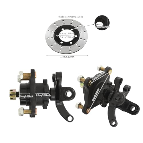 Front Steering Knuckle Assembly Kit for 125cc 150cc 200cc 250cc ATV UTV, 2 Steering Knuckle Spindles+2 Brake Disc Rotors+1 Brake Caliper, Direct Fit Replacement Steering Complete Kit - size: B
