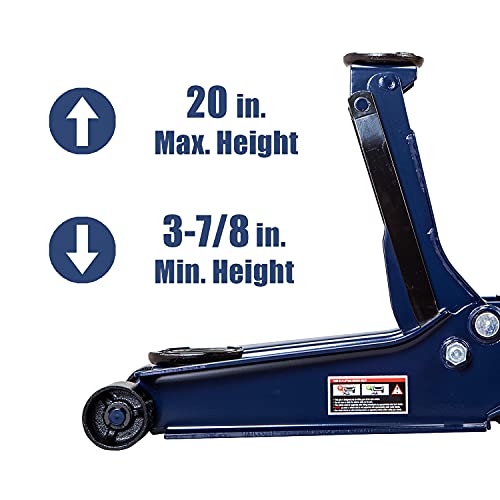 TCE 4 Ton(8000 lb) Blue Low‑Profile Floor Jack, Dual‑Piston Quick Lift Pump - size: 4 Ton