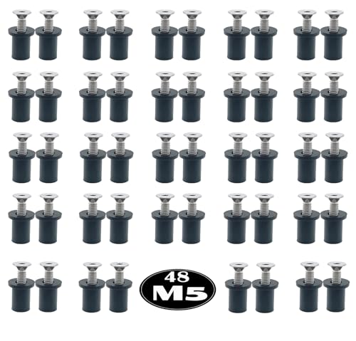 48 Pairs M5 Neoprene Rubber Well Nuts for Kayak with Brass Inserts - size: 48 Pairs 5mm Rubber Well Nuts