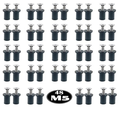 48 Pairs M5 Neoprene Rubber Well Nuts for Kayak with Brass Inserts - size: 48 Pairs 5mm Rubber Well Nuts