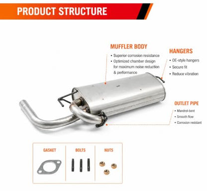 E36H Rear Exhaust Muffler for 11-19 Mitsubishi Outlander Sport 2.0L/2.4L - size: Mitsubishi Outlander 2011-2019