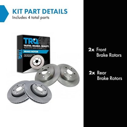 TRQ Front & Rear Brake Rotors Set