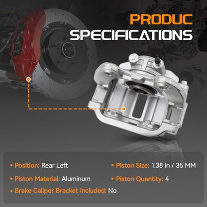 Brtec Rear Left Disc Brake Caliper Assembly, Replaces OE Number 187020 - size: BC187020