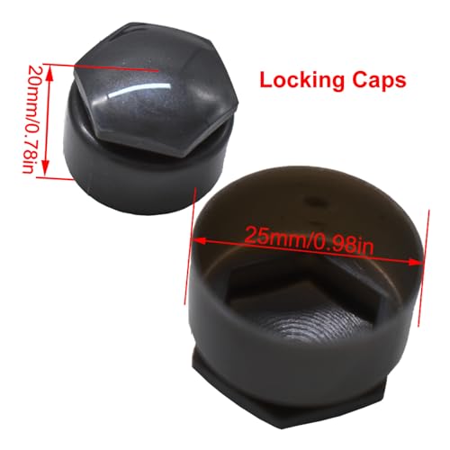 XUKEY Lug Nut Covers for Audi, 24pcs 25mm + Disassembly Tool (Black) - color: Black