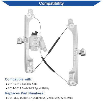 Obaee Window Regulator with Motor Front Right Passenger Side, OE 751-967 - size: Front Right Passenger Side