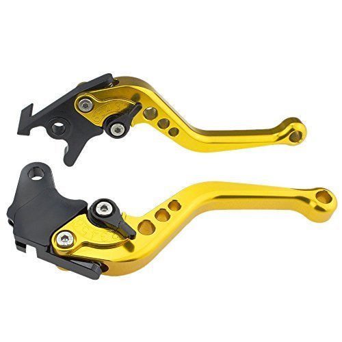 CNC Motorcycle Short Adjustable Brake Clutch Levers Compatible with NC700/NC750 S/X 2012-2015, Fury/VTX1300CX 11-18, VT750 Phantom/Shadow 10-19, Black Spirit 14-16, CMX 500/300 Rebel 2017-2020 - color: Gold Lever with Black Adjuster