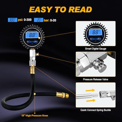 Nilight Compression Tester Kit, Digital Engine Compression Gauge - color: Digital