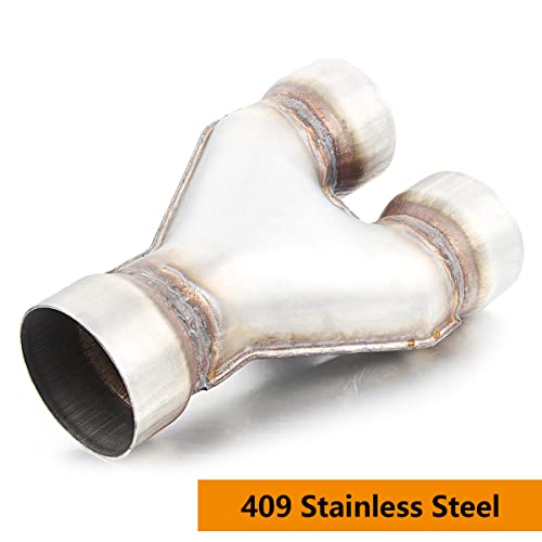 Exhaust Y Pipe 3" Inlet, A-KARCK 3" Outlet Y Pipe Create Dual Exhausts Withstands High Temperatures - color: Y Pipe, size: 3.0inch 10"Long
