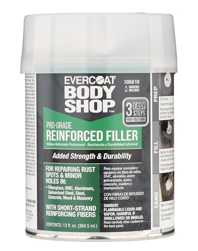 Evercoat Body Shop 105010 Pro-Grade Reinforced Filler, Added Strength and Durability for Dents in Aluminum, Fiberglass & More, Easy Mix Hardener Included 13 Fl Oz. - size: 13 Fl Oz., style: Reinforced Filler