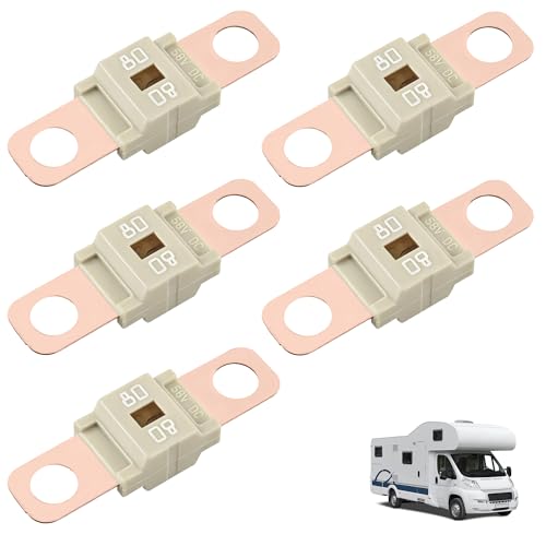 5Pcs AMI/Midi Fuse Kit - High Current Bolt-on Fuses for Battery Fuse Replacement - Heavy Duty Truck Fuses for Cars, RVs, Construction Vehicles & Marine Audio Systems (80A) - size: 80A