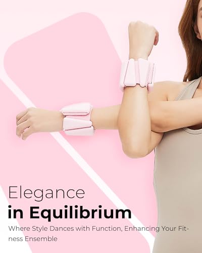 Pilates Wrist & Ankle Weights | Adjustable Weighted Bangles | 1/2/3LB Each - color: Pink, size: 1 LB