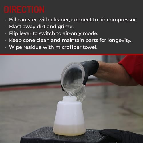 HI-TECH Vortex I Air Cleaning Gun – Deep Cleans Auto Interiors & Exteriors – Compressed Air Powered – Car Detailing Tool for Dirt, Dust, Grime & Stains - size: V-100