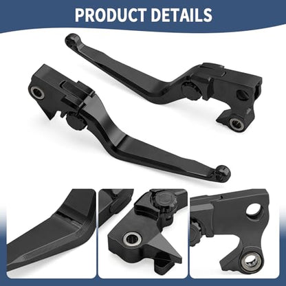 Motorcycle Levers Brake Clutch Hand Lever Adjustable Fit for Harley 2004-2013 Sportster XLH XL 883 1200 (Long, Black) - color: Black, style: Long