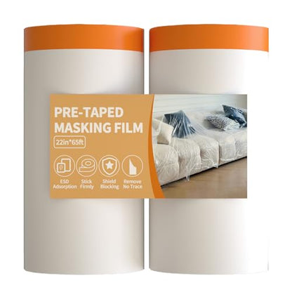 Drop Cloth for Painting, Painters Plastic Sheeting 22" x65' 2Rolls - size: 22in x 65Ft