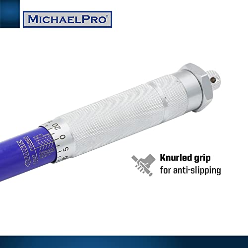 MichaelPro 1/2-Inch Drive Click Torque Wrench, 25–250 ft-lb (33.9–339 Nm), Heavy Duty Manual Adjustable Torque Wrench for Automotive & Industrial Use, Dual Scale, Durable Ratchet Head | MP001221