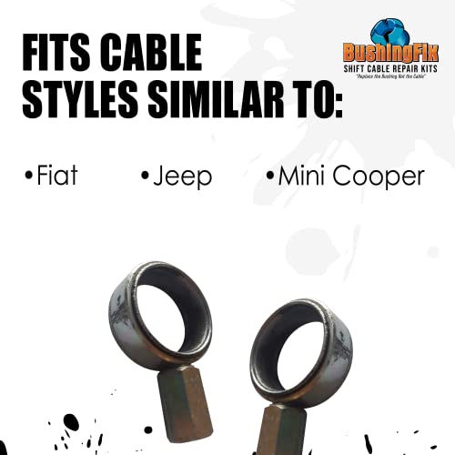 BushingFix FM1KIT Transmission Shift Cable Bushing Repair Kit, Shifter Cable Kit Fits Select Fiat, Jeep, and Mini Models, Manual Transmission Shift Cable Replacement Bushing, Easy Repair Replacement