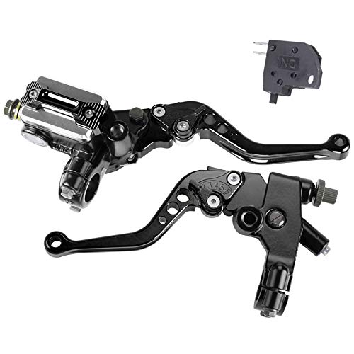 Universal Motorcycle 7/8" 22mm Handlebar Brake Master Cylinder Clutch Lever CNC Left & Right Set Compatible with Harley Honda Kawasaki Suzuki Yamaha（ Piston Diameter 12.7mm(Black) - color: Black