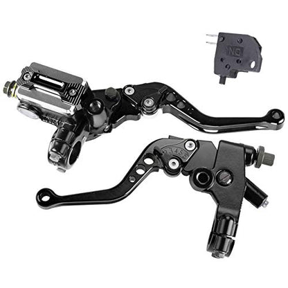Universal Motorcycle 7/8" 22mm Handlebar Brake Master Cylinder Clutch Lever CNC Left & Right Set Compatible with Harley Honda Kawasaki Suzuki Yamaha（ Piston Diameter 12.7mm(Black) - color: Black