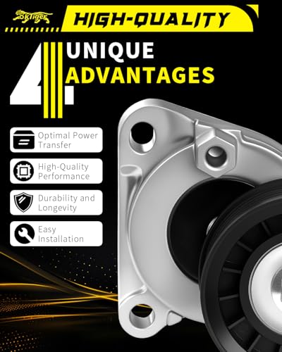 Oktiger 38452 Belt Tensioner Assembly with Pulley for Ford Escape 2007-2008 2.3L/2009-2012 2.5L, Focus 2006-2011 2.0L/2006-2007 2.3L, Fusion 2006-2009 2.3L/2010-2012 2.5L, OE # 6E5Z6A228A. - size: 38452