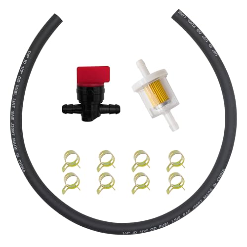 5414K 1/4" x 25" Fuel Line + Inline Fuel Filter + Fuel Shut Off Valve