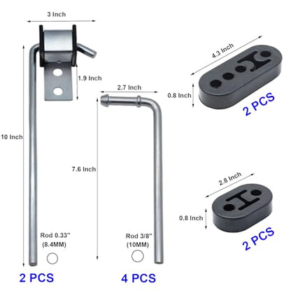 10PCS Car Exhaust Hangers Rod Rubbrer Hanger Kits Mild Steel Zinc Coated