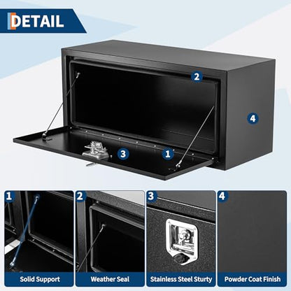Garvee Black Steel Truck Bed Tool Box, Trailer Tongue Box, Truck Storage Organizer Tool Chest For Truck Bed, RV, Trailer (18 * 18 * 30-Black) - size: 18 * 18 * 30-Black