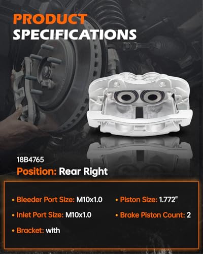 GAHA 18B4765 Rear Right Disc Brake Caliper Assembly with Bracket - size: 18B4765