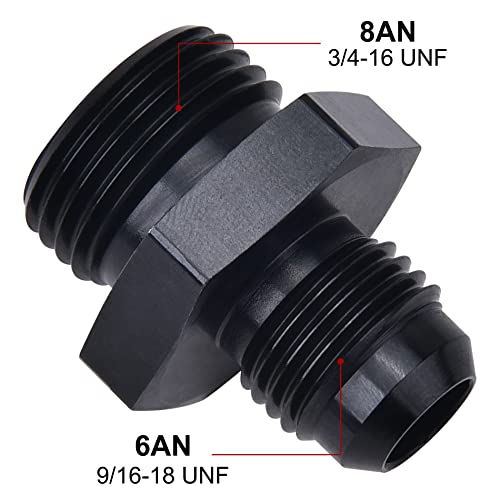 EVIL ENERGY 6AN Flare to AN8 ORB Male O-Ring Fitting Adapter 2PCS - size: 8AN ORB to 6AN