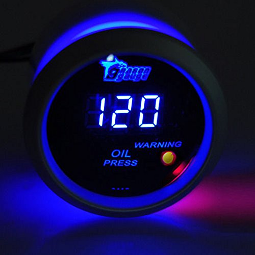 ESUPPORT Car 2" 52mm Digital Oil Press Pressure Gauge Meter Kit Blue LED - color: Oil Press Gauge