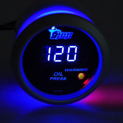 ESUPPORT Car 2" 52mm Digital Oil Press Pressure Gauge Meter Kit Blue LED - color: Oil Press Gauge