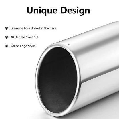 A-KARCK Exhaust Tip 3.5 Inch Inlet, 3.5” Inlet 5" Outlet 12" Long Stainless Steel Polished Finish Tailpipe Tip, Bolt On Design - size: 3.5" Inlet 5" Outlet 12" Long, style: POLISHED