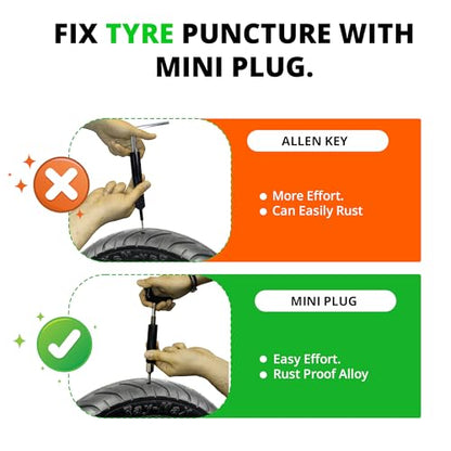 GRAND PITSTOP 21 Pcs Tubeless Tire Plugger Repair Kit with Multi-funcional Plier for Punctures and Flats on Cars, Motorcycles, ATV, RV, SUV, Trailer, Trucks & Tractors (15 Mushroom Plugs) - color: Mini Plug With Hole+15 Plugs