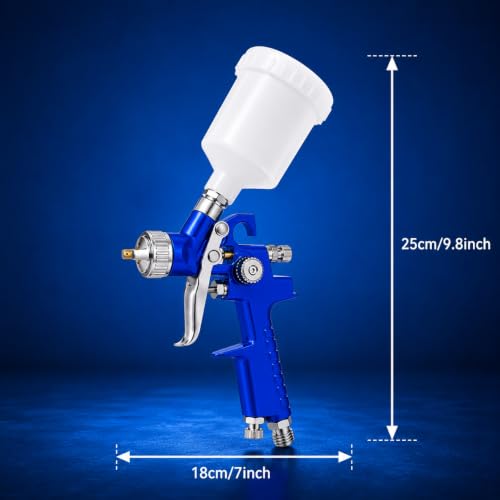 Mini HVLP Air Spray Gun Kit with 0.8mm & 1.0mm Nozzles, 125cc Cup for Automotive Touch Up & DIY Projects, Professional Paint Sprayer (0.8mm Nozzle)