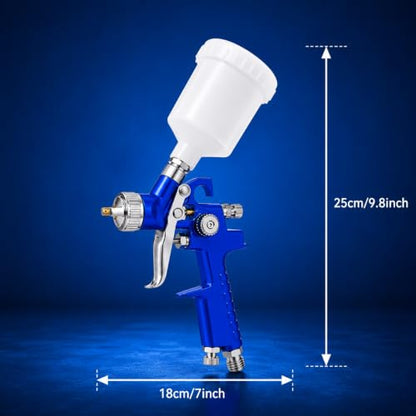 Mini HVLP Air Spray Gun Kit with 0.8mm & 1.0mm Nozzles, 125cc Cup for Automotive Touch Up & DIY Projects, Professional Paint Sprayer (0.8mm Nozzle)