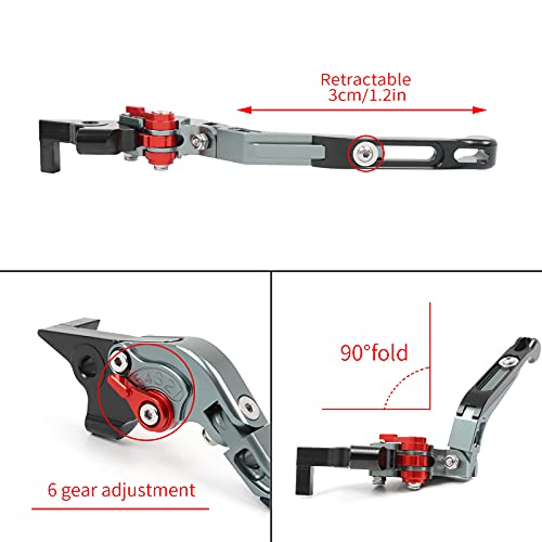 Motorcycle Foldable Brake Clutch Levers Adjustable Aluminum Handlebar Lever Replacement for BMW F900GS F900 GS 2024 2025 (Titanium) - color: Titanium