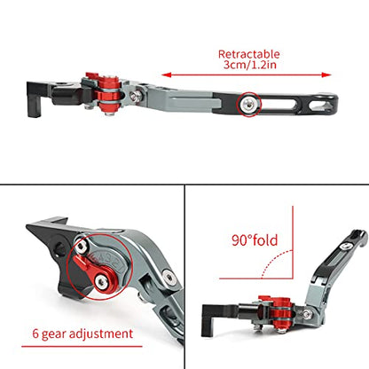 Motorcycle Foldable Brake Clutch Levers Adjustable Aluminum Handlebar Lever Replacement for Honda CB750 XL750 TransAlp 2023 2024 2025 (Titanium) - color: Titanium