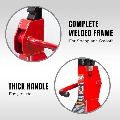 Big RED 6 Ton (12,000 lbs) Car Jack Stands 15.47-23.35'' for Lifting SUV, Pickup Truck, Car and UTV/ATV, 1 Pair - size: 6 ton basic
