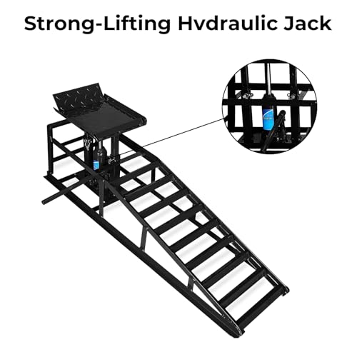 Skepphlay 2 Pack Hydraulic Car Ramps 5t, Car Ramps High Lift 11000lbs, Cars Lift Service Ramp Height 9"-14.2", Heavy Duty Steel Auto Ramp for Changing Oil for Maintenance, Black - color: Black