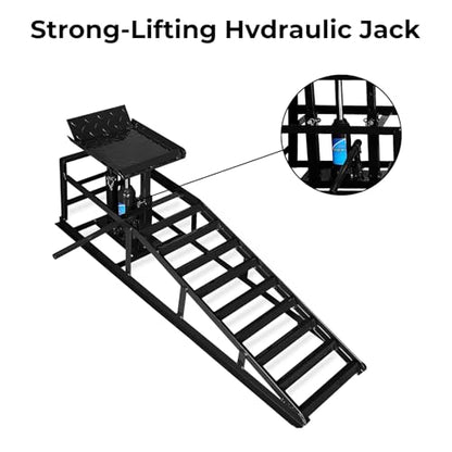 Skepphlay 2 Pack Hydraulic Car Ramps 5t, Car Ramps High Lift 11000lbs, Cars Lift Service Ramp Height 9"-14.2", Heavy Duty Steel Auto Ramp for Changing Oil for Maintenance, Black - color: Black