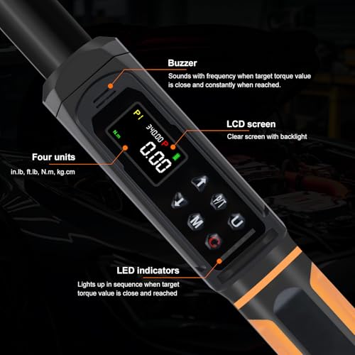 Uharbour 1/2" Drive Digital Torque Wrench 3.8-250.8 Ft.lb - size: 1/2" Drive 5-340 Nm